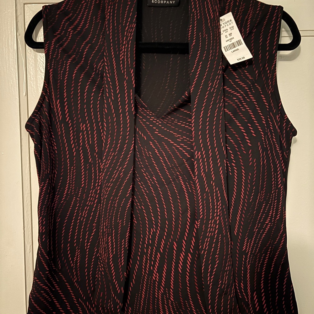 New York & Company sleeveless top with tie neck